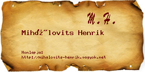 Mihálovits Henrik névjegykártya