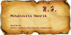 Mihálovits Henrik névjegykártya